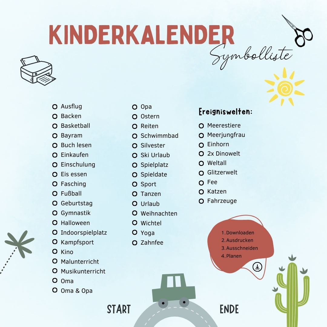 Kinderkalender zum Selbstausdrucken