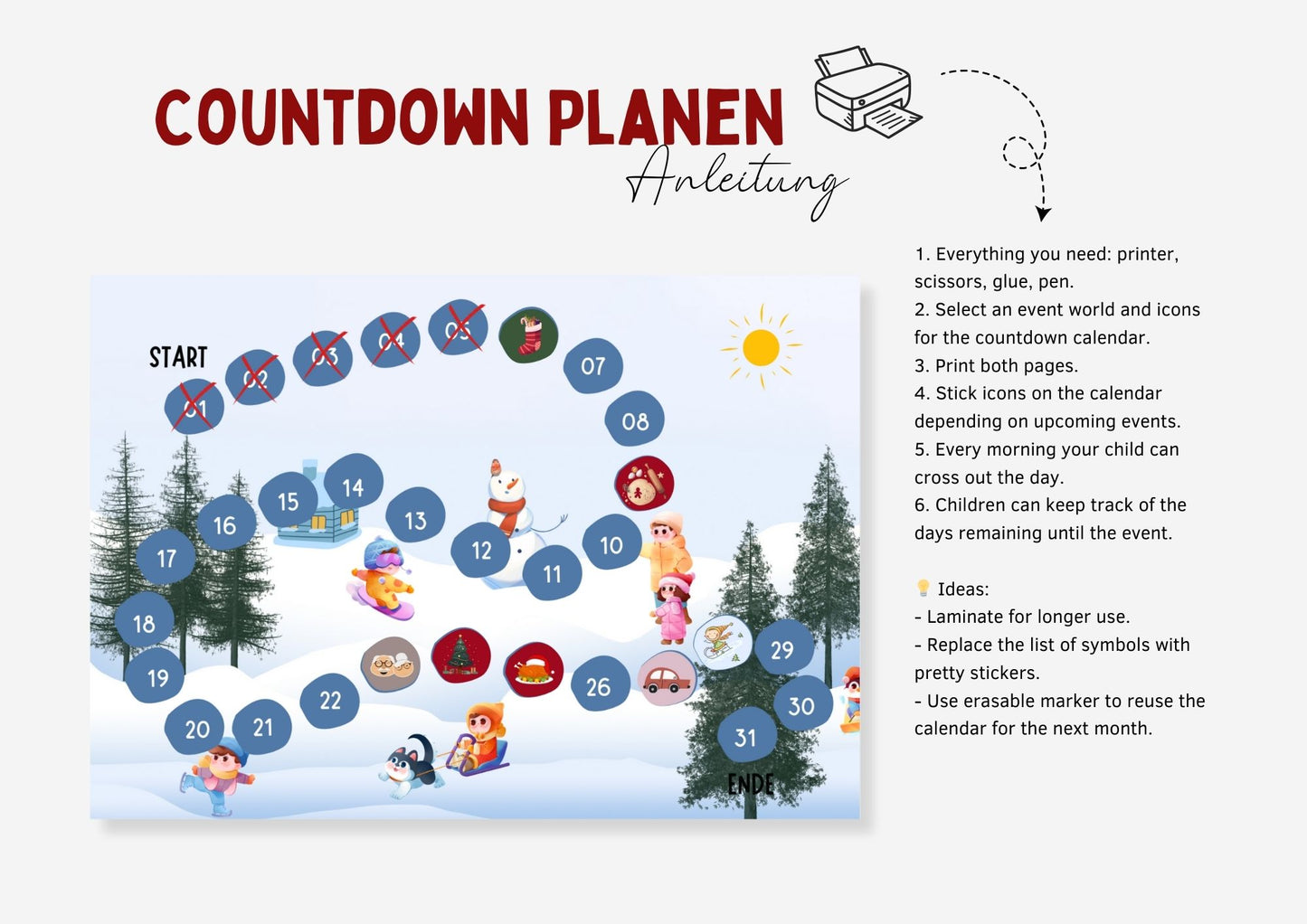 Kinderkalender zum Selbstausdrucken