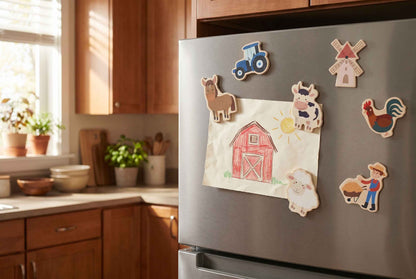 Bauernhof Magnete dekorativ am Kühlschrank befestigt – Holzspielzeug für Kinder