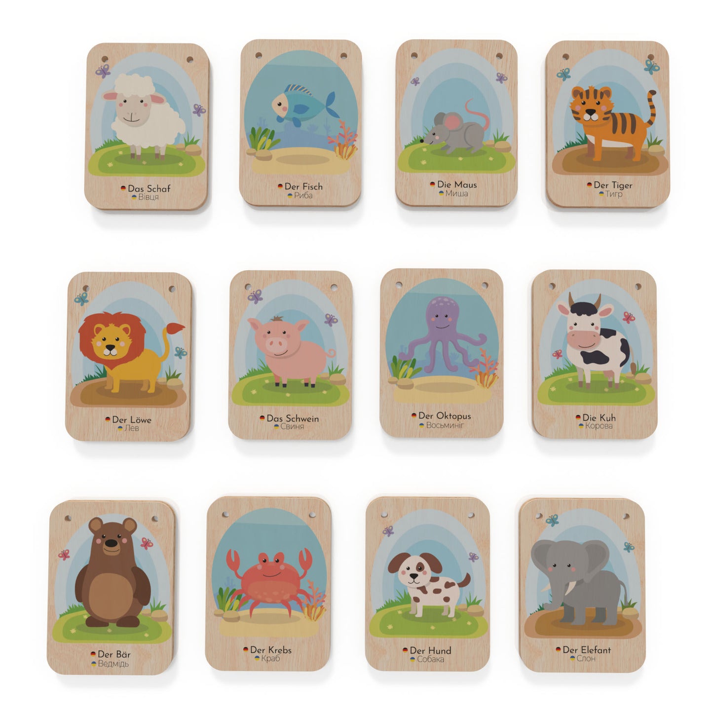 Flashcards "Animals" - German/Ukrainian 🇩🇪 🇺🇦