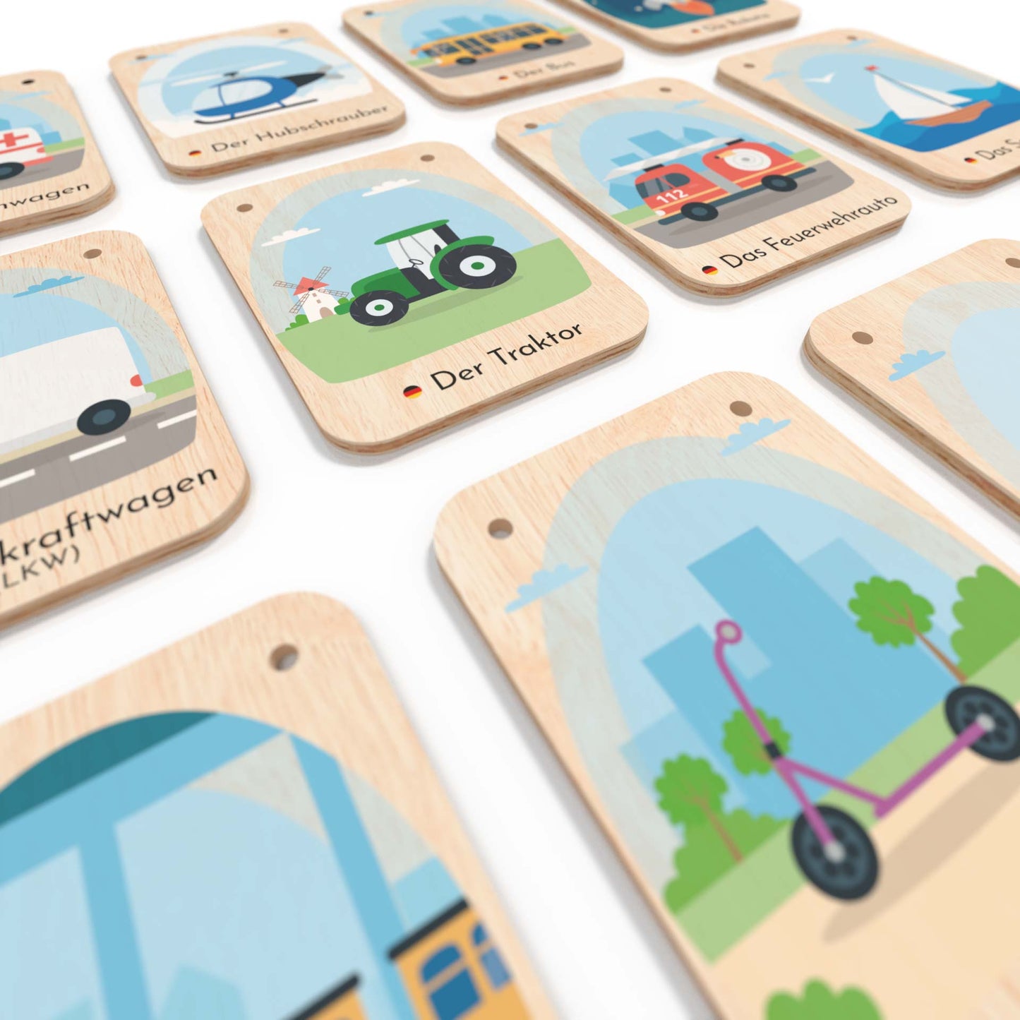 Lernkarten aus Holz als Set