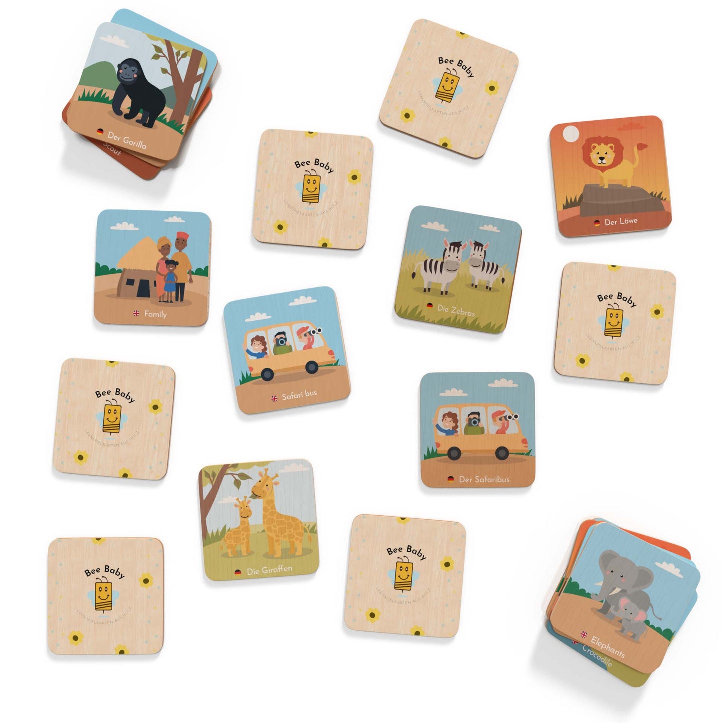 bilinguale safari memorykarten aus holz
