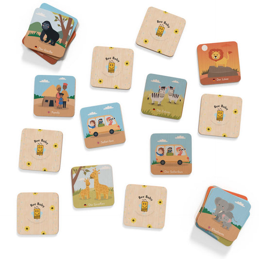 bilinguale safari memorykarten aus holz