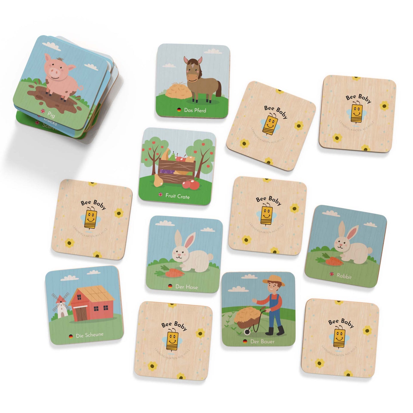 spielsituation mit memokarten in deutsch englisch